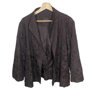 Eileen Fisher sz MJacket Womens chocolate Brown Silk 3/4 Sleeve Blazer Kimono‎